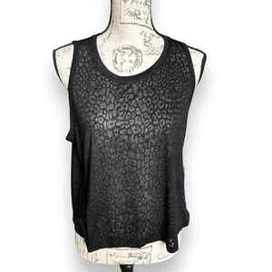 New Zobha Women's Black Burnout Animal Print Crop Tank Top XL Style #ZLT3713T